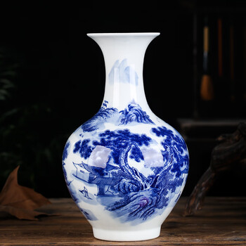 青花山水花瓶价格报价行情- 京东
