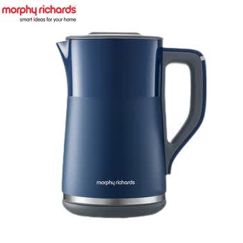 摩飞电器（Morphyrichards）电热水壶 恒温水壶1.5L 双层防烫304不锈钢实时显温开水壶 MR6070 轻奢蓝