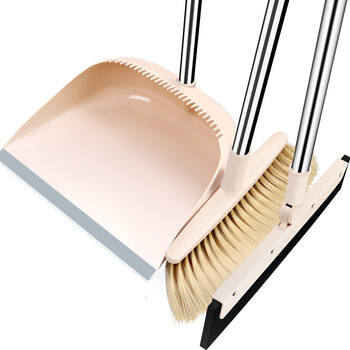 雅高 扫把簸箕套装 扫把三件套家用仿猪鬃毛软毛防风魔术扫把带刮刀
