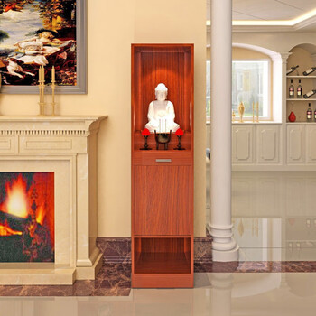 玉麒麟木质佛龛客厅柜观音供桌财神柜关公供台佛龛立柜门厅佛像摆放