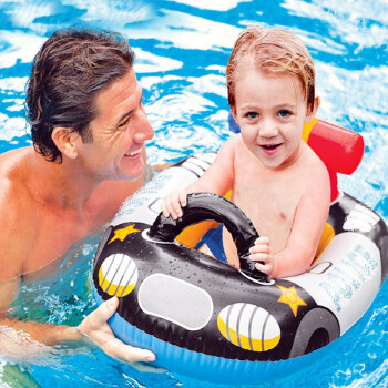 Yinbeler小童游泳坐圈可爱宝宝游泳圈1-3岁婴儿家用幼童泳池戏水座圈 黑车 1-2岁