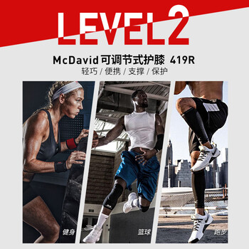 迈克达威（McDavid）登山跑步骑行户外网羽保护膝盖篮球护具可调支撑护膝419  S/M码