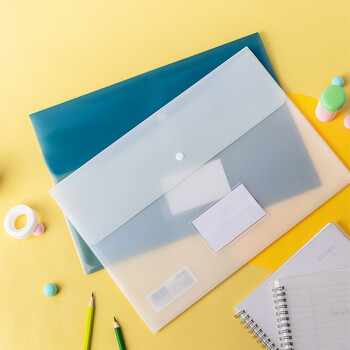 得力(deli)5506 A4透明双面彩色文件袋 按扣资料袋会议袋档案袋  财务票据办公试卷收纳袋 颜色随机 10只装