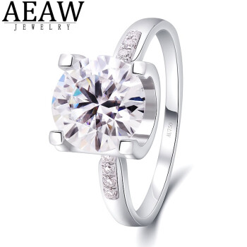 AEAW Jewelry白18K金镶1克拉人工培育钻石戒指D色VS1净度实验室培育钻石定制款 IGI/60分/D/VVS2/3EX/N