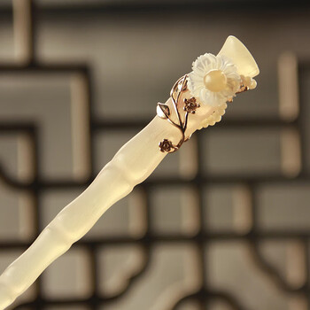 凡帝姿牛角发簪牛羊角竹节簪子手工刻字新婚旗袍汉服发饰倾卿竹节节