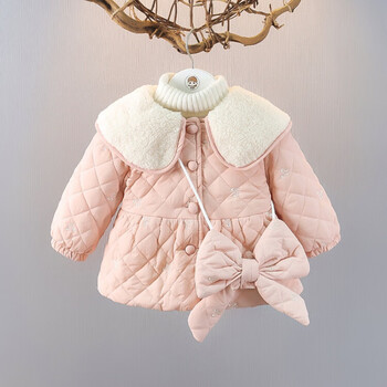鸾雀翔女童冬装加厚棉服上衣时尚童装女宝宝加绒棉袄周岁衣服小女孩