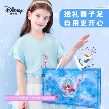 迪士尼（Disney）手账本礼盒套装 儿童女孩生日礼物网红ins少女心记事本 学生笔记本文具套装 艾莎公主蓝
