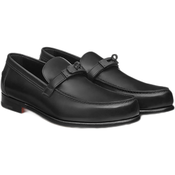 hermes爱马仕男士皮鞋乐福鞋休闲驾车鞋小牛皮kelly扣城市风格黑色39