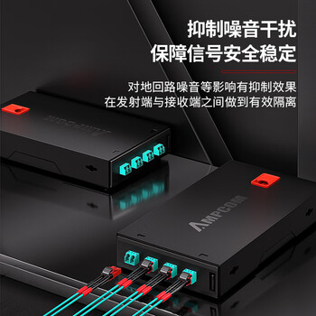 安普康（AMPCOM）光纤适配器LC-LC 电信级法兰盘耦合器四工万兆多模接口尾纤延长转换头 (6个装) AMU4OM32LC106