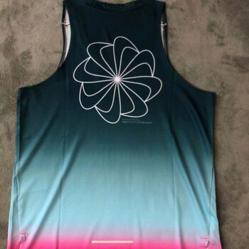 耐克跑步太阳花短袖t恤运动速干透气田径训练服男女通用 孔雀蓝背心