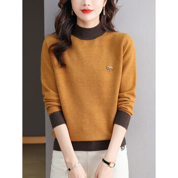 梵维珂轻奢品牌半高领羊毛衫女秋冬洋气毛衣内搭冬装新款宽松短款针织