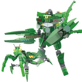 机甲积木警察战舰军事恐龙飞机汽车动物昆虫拼装儿童小孩益智玩具螳螂