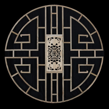 实木窗花格东阳木雕中式仿古镂空实木吊顶圆形窗户花窗花格客厅隔断