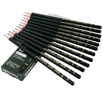 得力hb绘图铅笔考试用b~12b素描工具美术用品炭笔初学者素描软中硬 b
