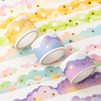 誉禾云朵梦境胶带手账贴纸烫金工艺波浪造景和纸素材异形边框少女心手帐装饰 4卷混装 5234 誉禾云朵梦境胶带手账贴纸烫金工艺波浪造景和纸素材异形边框少女心手帐装饰 4卷混装 5234