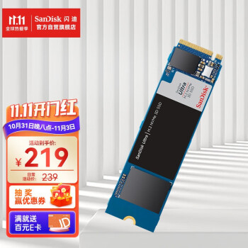 闪迪（SanDisk） SSD固态硬盘套装 M.2接口(NVMe协议)台式机笔记本 游戏高速版 250G 读速高达2400MB/S 套装229.00元