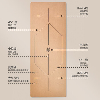 京东京造 天然软木橡胶瑜伽垫 瑜伽垫体位线健身垫减脂塑形训练  防滑隔音