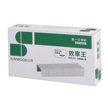 三木(SUNWOOD)效率王系列 12#通用订书针1000枚/盒 10盒装 P24-25 三木(SUNWOOD)效率王系列 12#通用订书针1000枚/盒 10盒装 P24-25