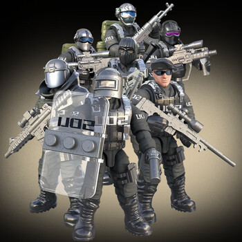 乐高乐(seasongolf)兼容乐高飞虎特战队特警武装军事特种兵警察积木人