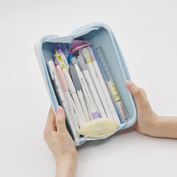 国誉（KOKUYO）(KOKUYO)淡彩星球·桌面摊开式笔盒学生收纳铅笔盒 蓝色 1个 WSG-PCJ202B