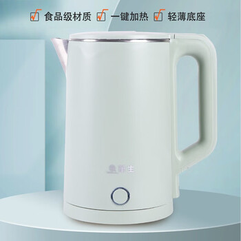 华生（Wahson）电水壶热水壶电热水壶 1.8L大容量家用烧水壶 食品级不锈钢大功率快速烧水 WS-113 米色+茶垢剂