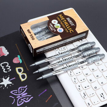 宝克 BAOKE MP550 油漆笔 银色 水性记号笔签到笔涂鸦笔 12支/盒 宝克 BAOKE MP550 油漆笔 银色 水性记号笔签到笔涂鸦笔 12支/盒