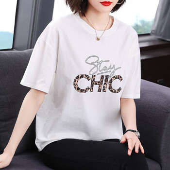 中年妇女短袖汗衫夏天穿的妈妈宽松t恤女新款夏季中长款休闲半袖白色l