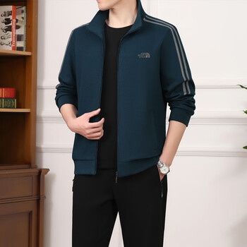 劲姬(jinji)运动套装男中老年运动服男装运动装大码三件套休闲套装