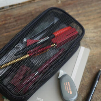 国誉（KOKUYO）Campus网格笔袋大容量铅笔盒网格双层分类收纳笔袋 紫色1个 WSG-PC283V