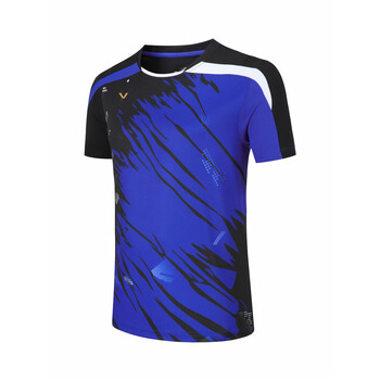 羽毛球服男女短袖夏季透气速干乒乓球网球衣服比赛服 男款蓝色上衣 m