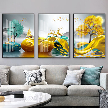 旌图 高档高端客厅装饰画沙发背景墙免打孔挂画壁画现代简约风景山水