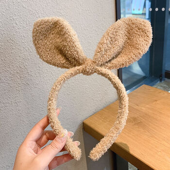 网红可爱卡通兔耳朵发卡发箍女外出百搭韩国甜美毛绒头箍防滑压发3