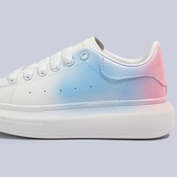 麦崐小白鞋男女鞋2023百搭网红ins风潮鞋情侣款内增高 骨白冰蓝@白色