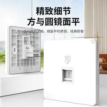 万级六类网络网线插座免打模块面板套装 千兆86型单口阻燃工程信息面板 6类网络家装电脑水晶头母座 白