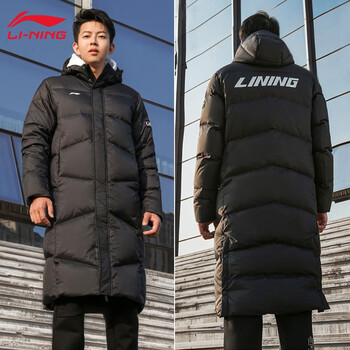 李宁(li-ning)李宁羽绒服男连帽长款过膝冬季运动服加厚保暖男子外套