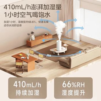 美的美的 加湿器卧室婴儿办公桌面加湿大容量家用低噪空气加湿器 CS-LSY45+茶垢剂一盒单发