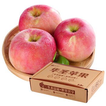 【华圣3a 75~80果】华圣 高原红富士苹果 12枚装 2.4kg 自营水果【行