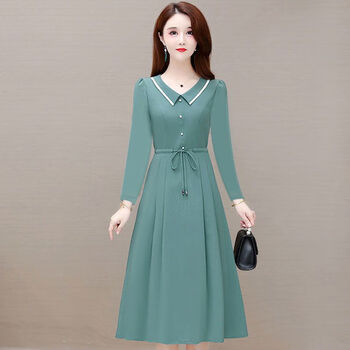 fyofy春长袖连衣裙2023新款气质装洋气减龄收腰显瘦小个子 绿色 l