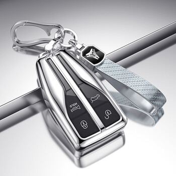 有耐适用红旗hs5钥匙套19款一汽红旗hs7钥匙包h9h5汽车钥匙壳扣银色绳