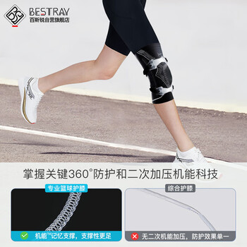 百斯锐5D pro-s护膝专业运动半月板保护男士篮球健身男膝盖护具