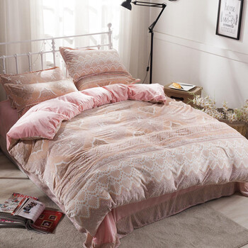 珊瑚绒四件套双面法莱绒法兰绒床单被套冬季水晶绒床上用品 水墨年华