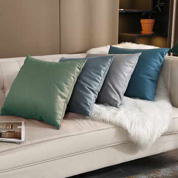 艾薇抱枕沙发靠垫床头靠枕睡觉靠背垫科技布抱枕套含抱枕芯磨砂黑