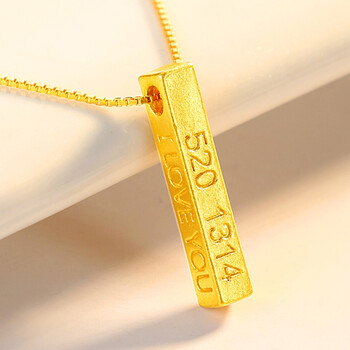 杜尊老凤凰黄金项链女999足金小金条吊坠生日礼物送女友朋友老婆结婚