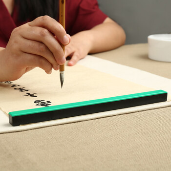 【全网低价】弘梅ABS镇尺镇纸 铸铁学生初学者多功能单支装毛笔架 文房四宝毛笔书法宣纸用镇尺