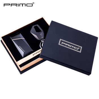 PRIMO充电火机 USB电弧打火机 防风创意礼物电子点烟器039黑冰+钥匙扣套装