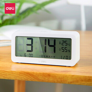 得力(deli)大号多功能闹钟 学生背光电子钟时钟儿童男女孩多功能 色