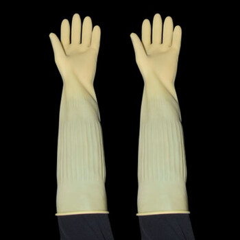 新款防酸防水购超长手套单层乳耐用工作里橡胶新款防滑衣 45厘米白色