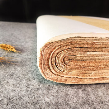 芬尚  六尺条屏仿手工毛边纸 加厚仿古纯竹浆毛笔书法练习纸 六尺对开三分熟100张 洇墨适中不起皱49*180cm