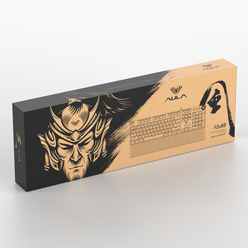 狼蛛（AULA）F2088机械键盘 有线键盘 游戏键盘 104键混光 赛博朋克 宏编程 电脑键盘  黑色 青轴