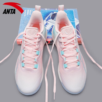 安踏水泥泡泡篮球鞋男鞋实战耐磨新款摩擦防滑运动鞋 -1杏花粉/泳池蓝